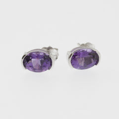 Amethyst oval studs in white gold